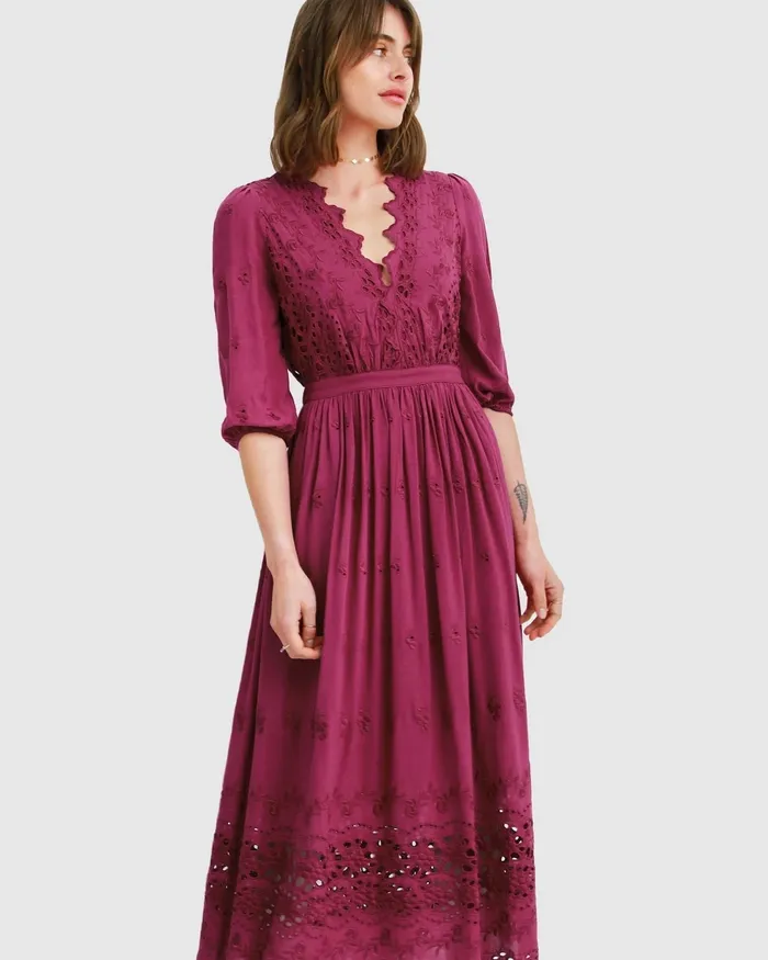 Belle and Bloom All Eyes On Me Midi Dress 8211 Burgundy Women Dresses