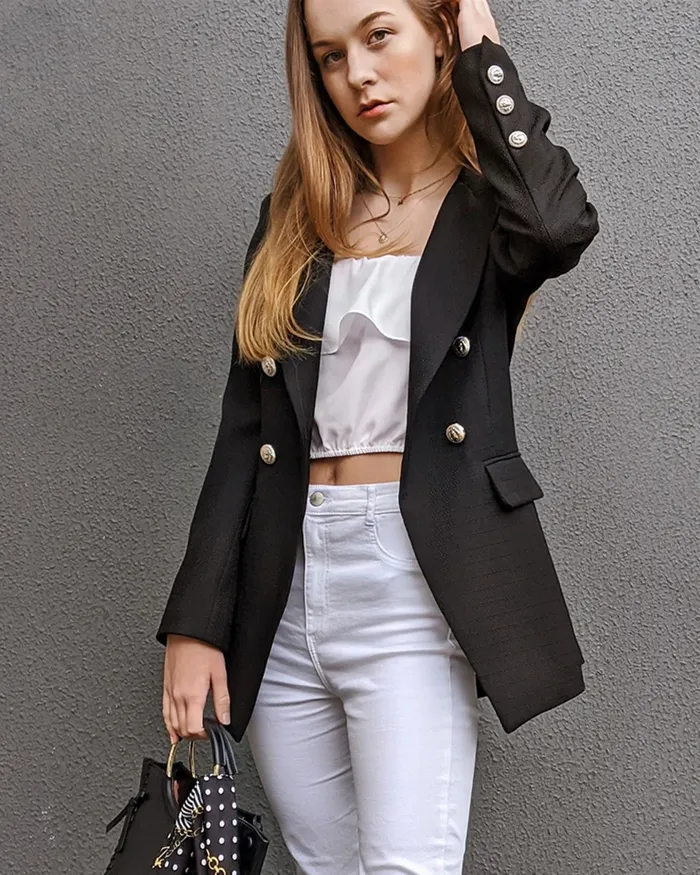 Belle and Bloom Coats and Jackets Women Princess Polina Textured Weave Blazer 8211 Black Belle and Bloom Coats and Jackets Women Princess Polina Textured Weave Blazer 8211 Black
