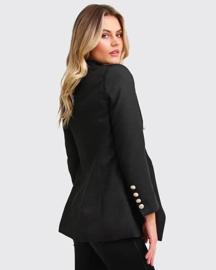 Belle and Bloom Coats and Jackets Women Princess Polina Textured Weave Blazer 8211 Black