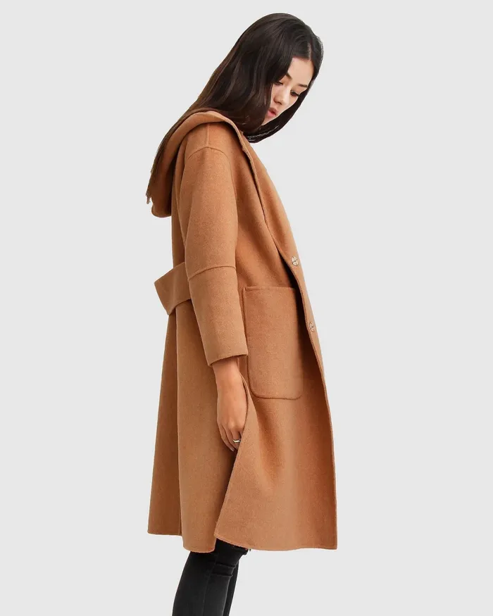 Belle and Bloom Coats and Jackets Women Walk This Way Wool Blend Oversized Coat 8211 Camel