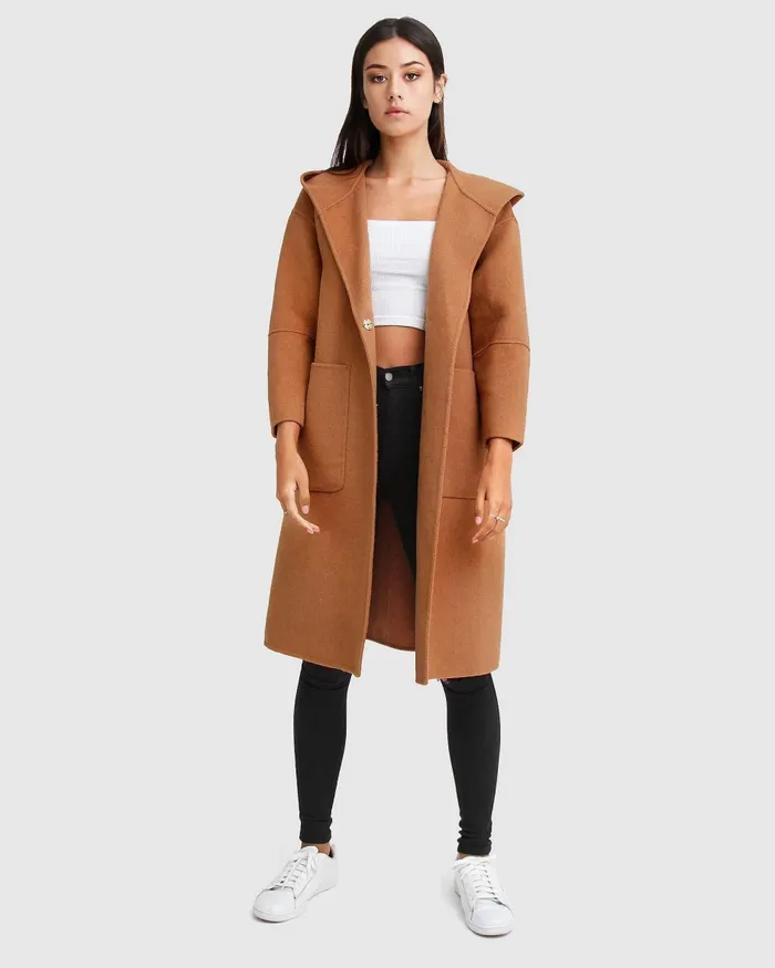 Belle and Bloom Coats and Jackets Women Walk This Way Wool Blend Oversized Coat 8211 Camel