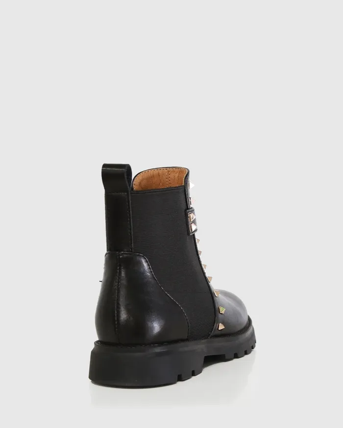 Belle and Bloom Girls Women City Lights Mini Leather Ankle Boot 8211 Black