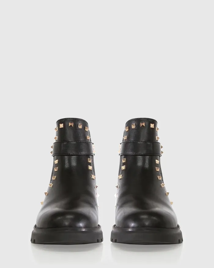Belle and Bloom Girls Women City Lights Mini Leather Ankle Boot 8211 Black