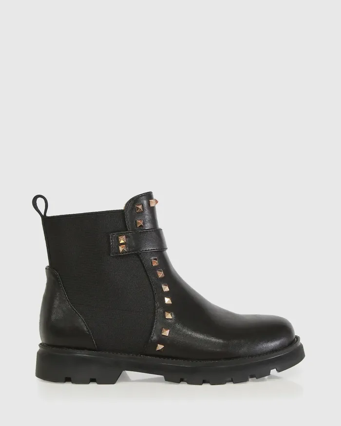 Belle and Bloom Girls Women City Lights Mini Leather Ankle Boot 8211 Black