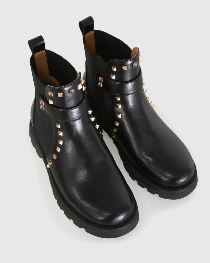 Belle and Bloom Girls Women City Lights Mini Leather Ankle Boot 8211 Black
