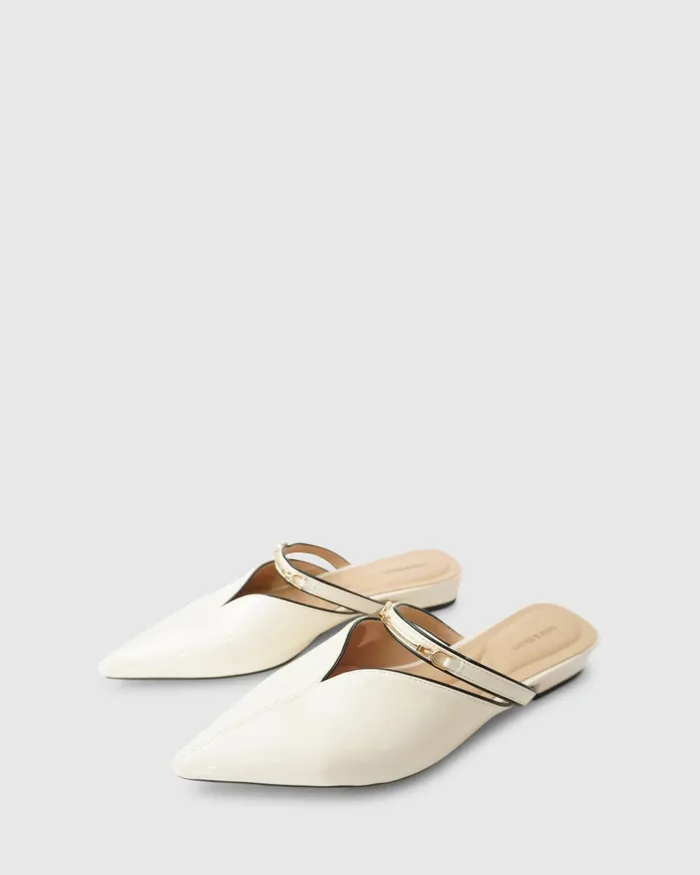 Belle and Bloom Magic Hour Ballet Slide 8211 Off White Patent Women Shoes