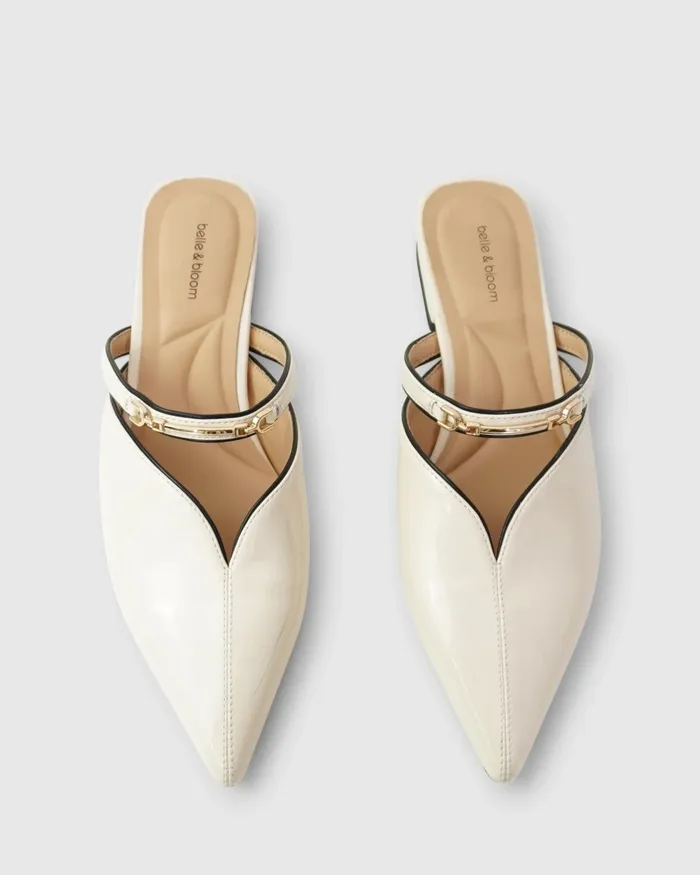 Belle and Bloom Magic Hour Ballet Slide 8211 Off White Patent Women Shoes