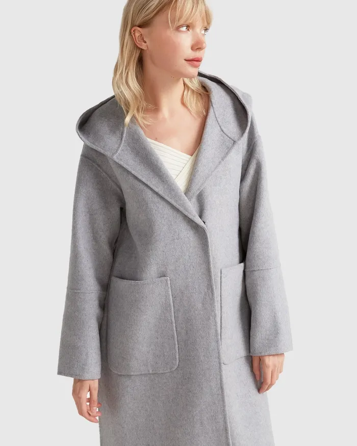 Belle and Bloom Walk This Way Wool Blend Oversized Coat 8211 Grey Women Coats and Jackets