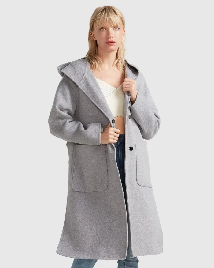 Belle and Bloom Walk This Way Wool Blend Oversized Coat 8211 Grey Women Coats and Jackets