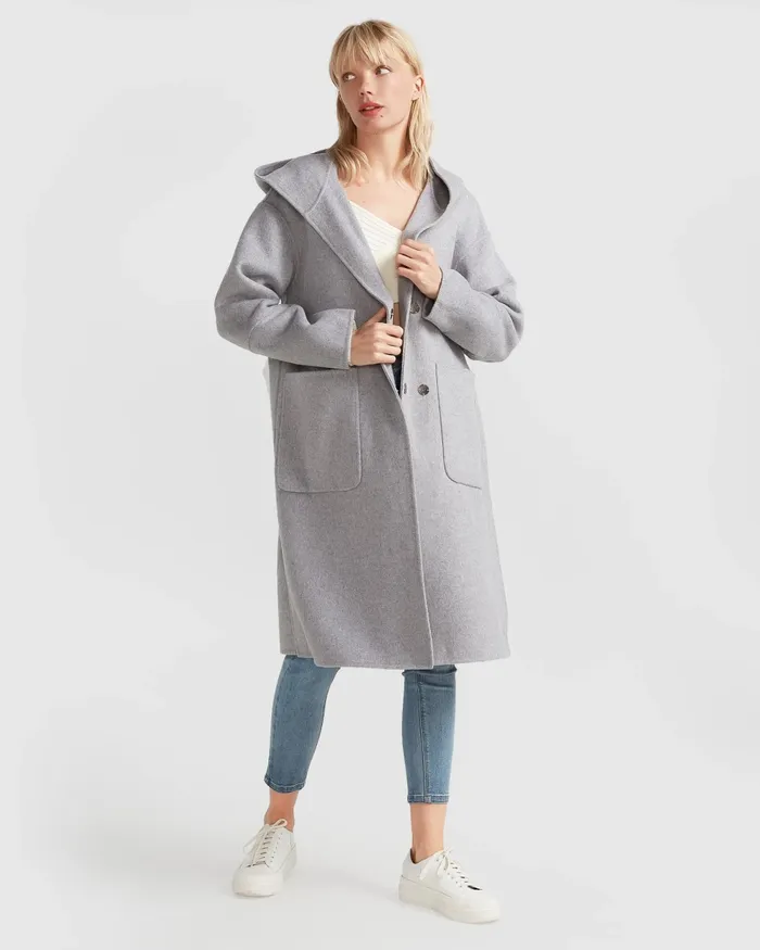 Belle and Bloom Walk This Way Wool Blend Oversized Coat 8211 Grey Women Coats and Jackets