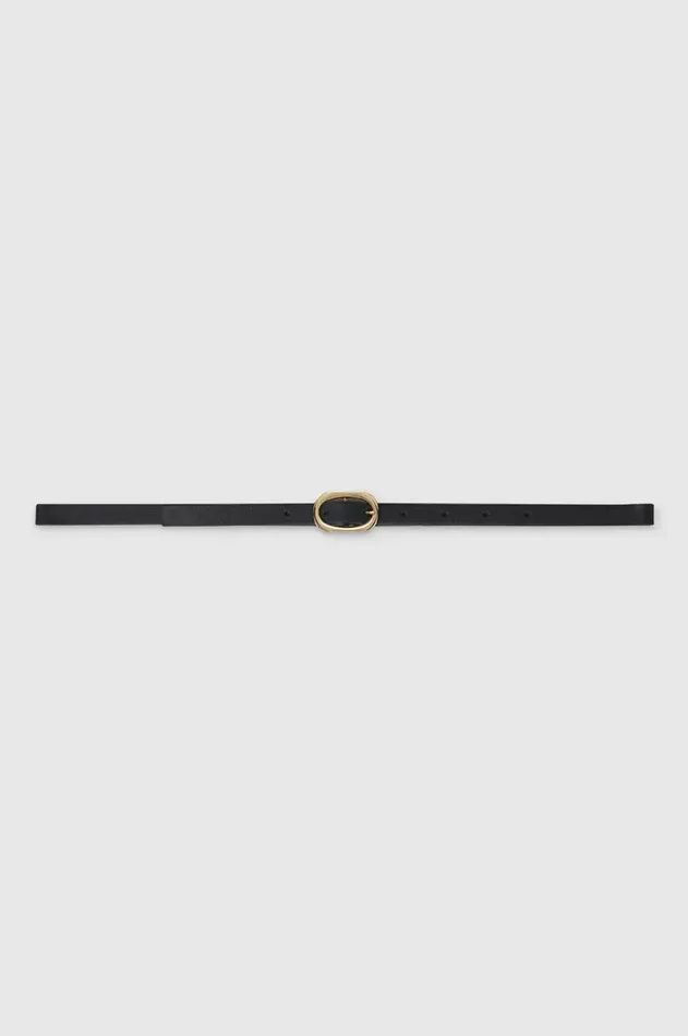 Belts Women ANINE BING Mini Signature Link Belt 8211 Black With Gold