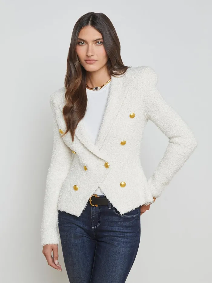 Bethany Knit Blazer Ivorygold Women L039Agence Blazers and Jackets