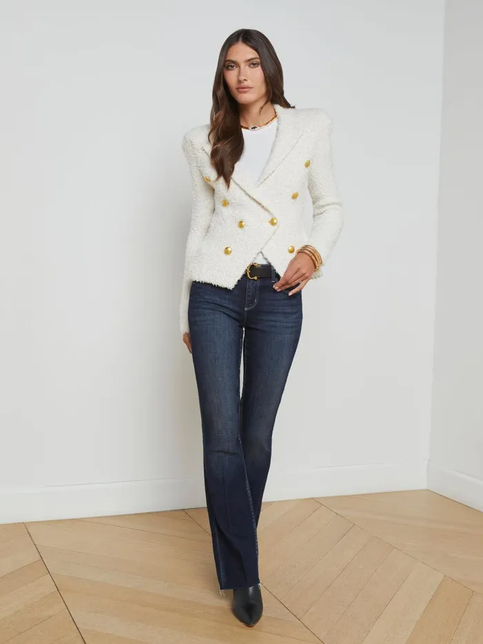 Bethany Knit Blazer Ivorygold Women L039Agence Blazers and Jackets
