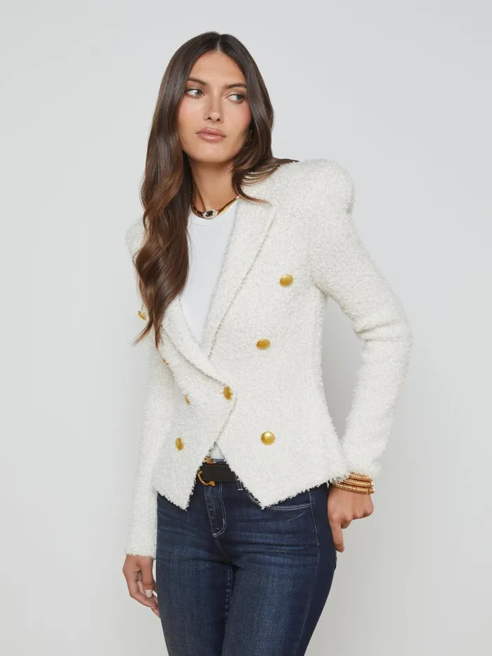 Bethany Knit Blazer Ivorygold Women L039Agence Blazers and Jackets