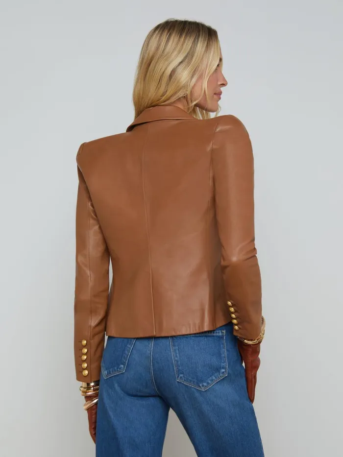 Bethany Leather Tapered Blazer Soft Cognac Women L039Agence Blazers and Jackets Bethany Leather Tapered Blazer Soft Cognac Women L039Agence Blazers and Jackets