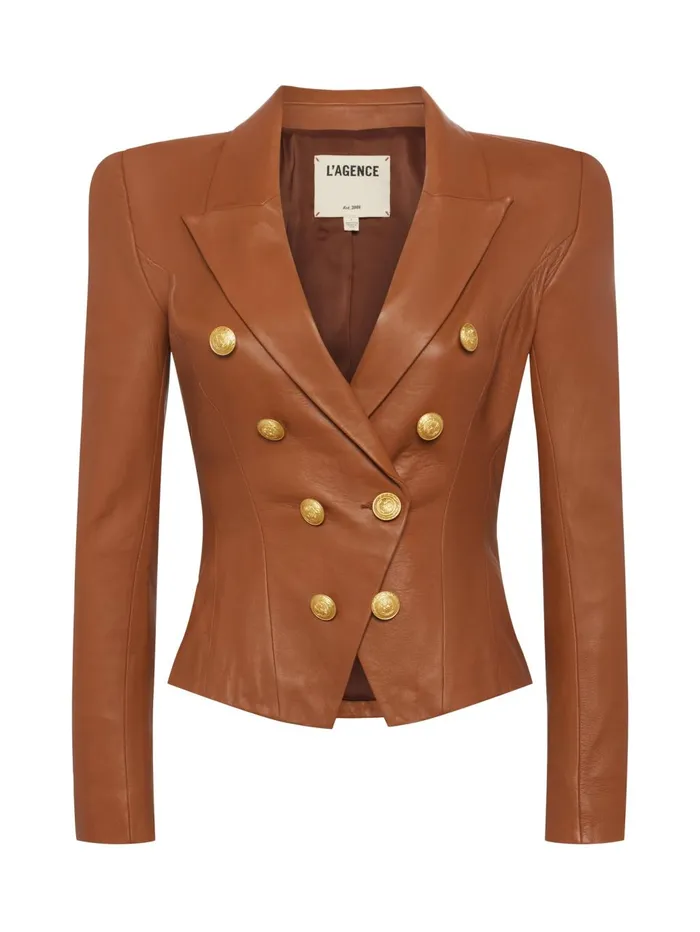 Bethany Leather Tapered Blazer Soft Cognac Women L039Agence Blazers and Jackets Bethany Leather Tapered Blazer Soft Cognac Women L039Agence Blazers and Jackets