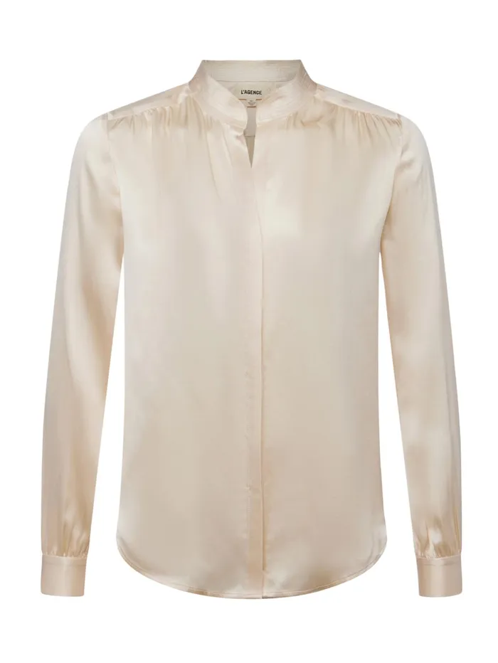 Bianca Silk Blouse Pearl Women L039Agence Blouses and Tops