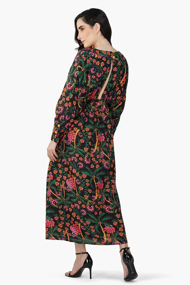 Black Autumn Flora Embellished Maxi Dress Black Autumn Flora Embellished Maxi Dress