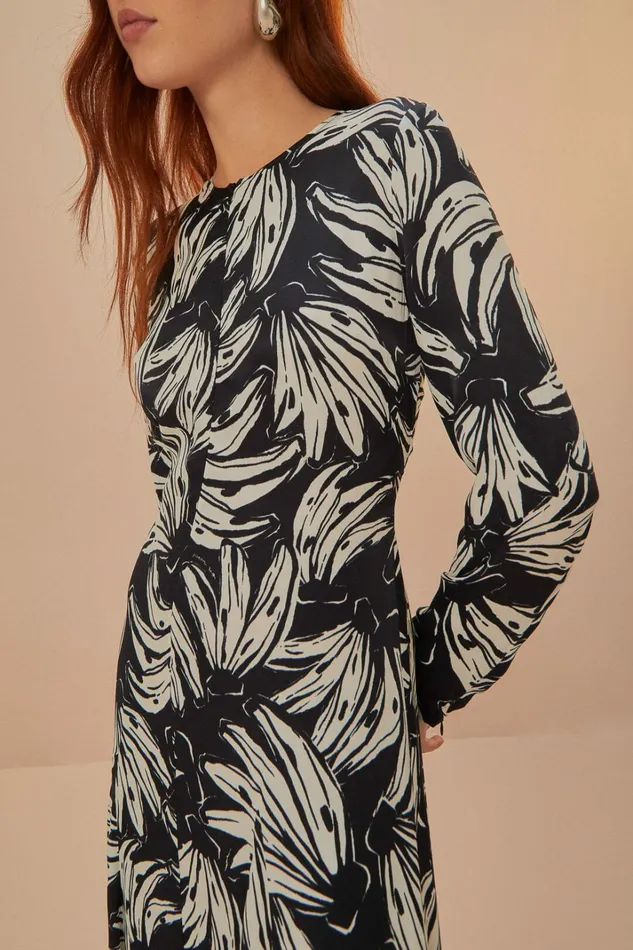 Black Bossa Banana Lenzing Ecovero Viscose Midi Dress Women FARM Rio Midi Dresses Black Bossa Banana Lenzing Ecovero Viscose Midi Dress Women FARM Rio Midi Dresses