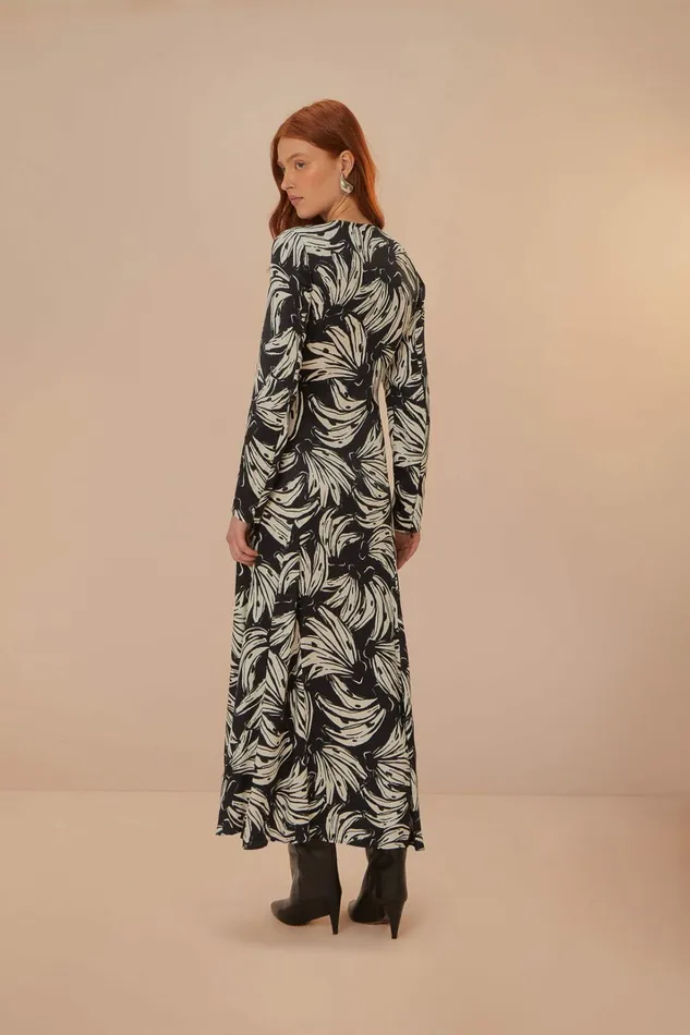 Black Bossa Banana Lenzing Ecovero Viscose Midi Dress Women FARM Rio Midi Dresses Black Bossa Banana Lenzing Ecovero Viscose Midi Dress Women FARM Rio Midi Dresses