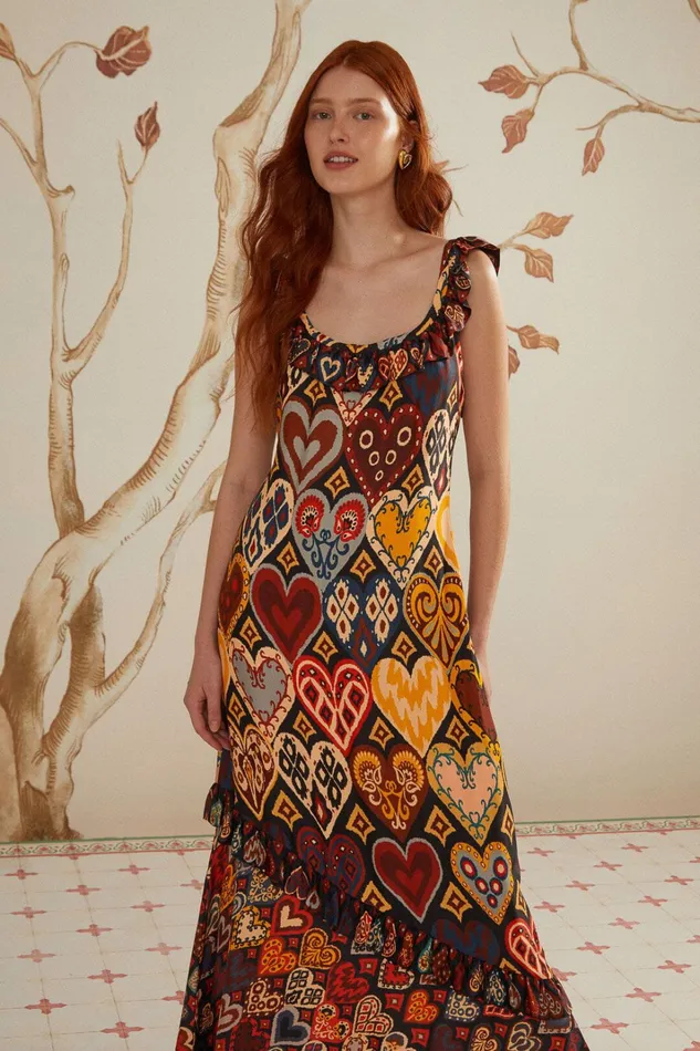 Black Hearts Ikat Lenzing Ecovero Viscose Maxi Dress Women FARM Rio Maxi Dresses Black Hearts Ikat Lenzing Ecovero Viscose Maxi Dress Women FARM Rio Maxi Dresses