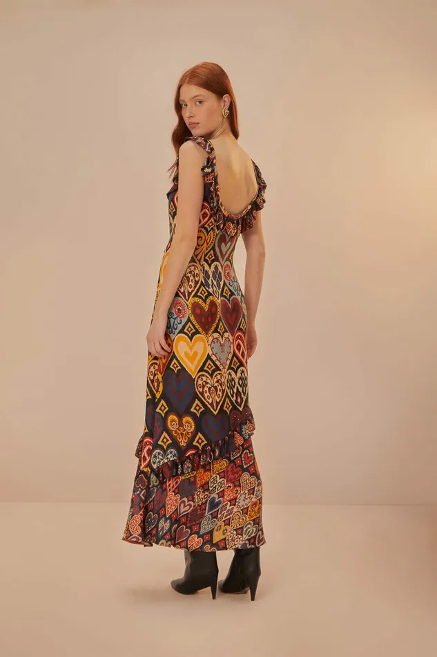 Black Hearts Ikat Lenzing Ecovero Viscose Maxi Dress Women FARM Rio Maxi Dresses Black Hearts Ikat Lenzing Ecovero Viscose Maxi Dress Women FARM Rio Maxi Dresses
