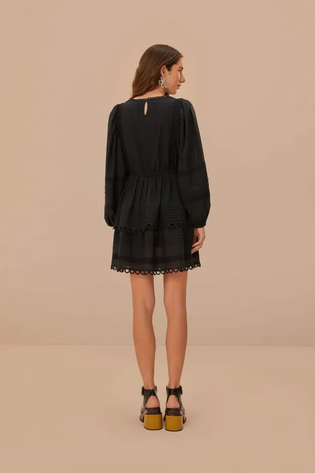 Black Lace Long Sleeve Mini Dress Women FARM Rio Mini Dresses