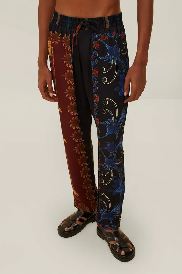Black Mixed Arabesque Scarves Pants Women FARM Rio Pants