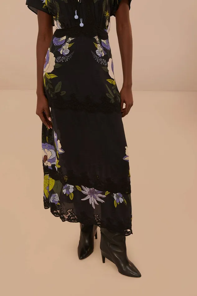 Black Soft Garden Lace Maxi Dress Women FARM Rio Maxi Dresses Black Soft Garden Lace Maxi Dress Women FARM Rio Maxi Dresses