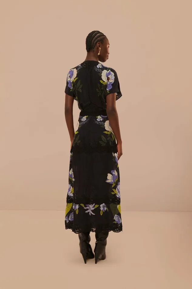 Black Soft Garden Lace Maxi Dress Women FARM Rio Maxi Dresses Black Soft Garden Lace Maxi Dress Women FARM Rio Maxi Dresses
