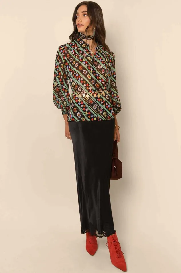 Blake Black Retro Stripe Women RIXO Tops Blake Black Retro Stripe Women RIXO Tops