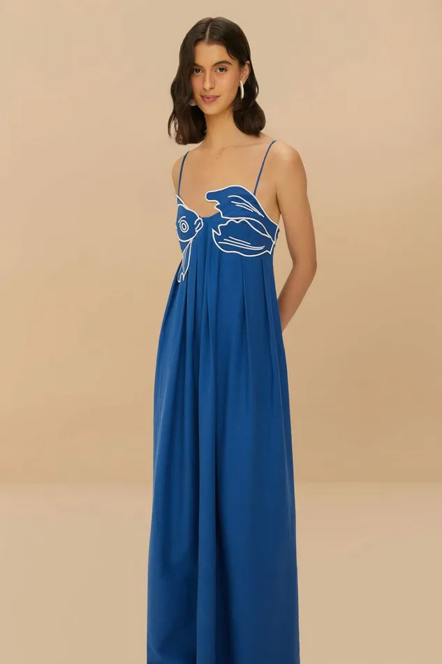 Blue Fish Top Lenzing Ecovero Euroflax Maxi Dress Women FARM Rio Crop Tops Blue Fish Top Lenzing Ecovero Euroflax Maxi Dress Women FARM Rio Crop Tops