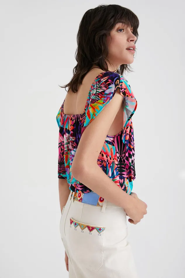 Boat Neck Geometric Bodysuit Women Desigual Tops and Shirts
