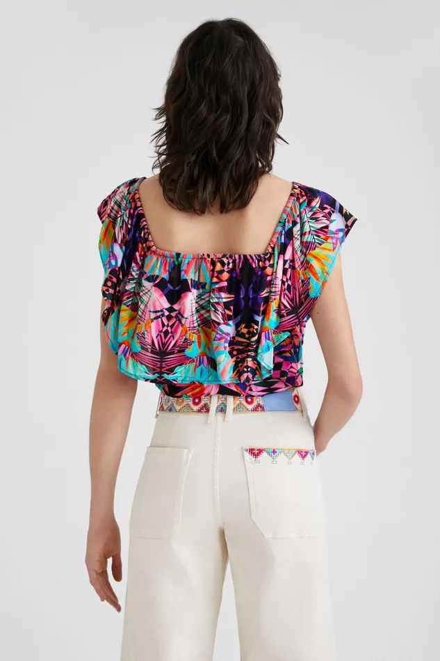 Boat Neck Geometric Bodysuit Women Desigual Tops and Shirts