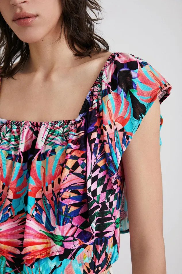 Boat Neck Geometric Bodysuit Women Desigual Tops and Shirts