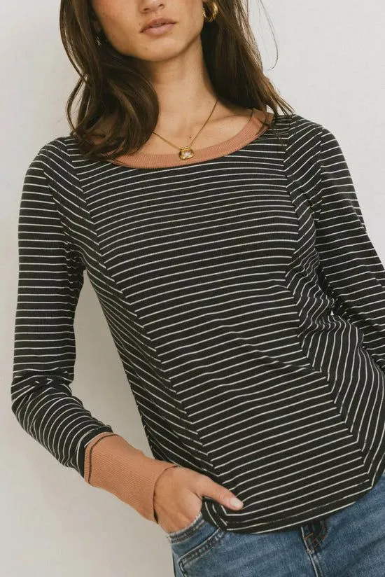 Bohme Alexandra Striped Top In Slate Slate Women Tees and Tanks