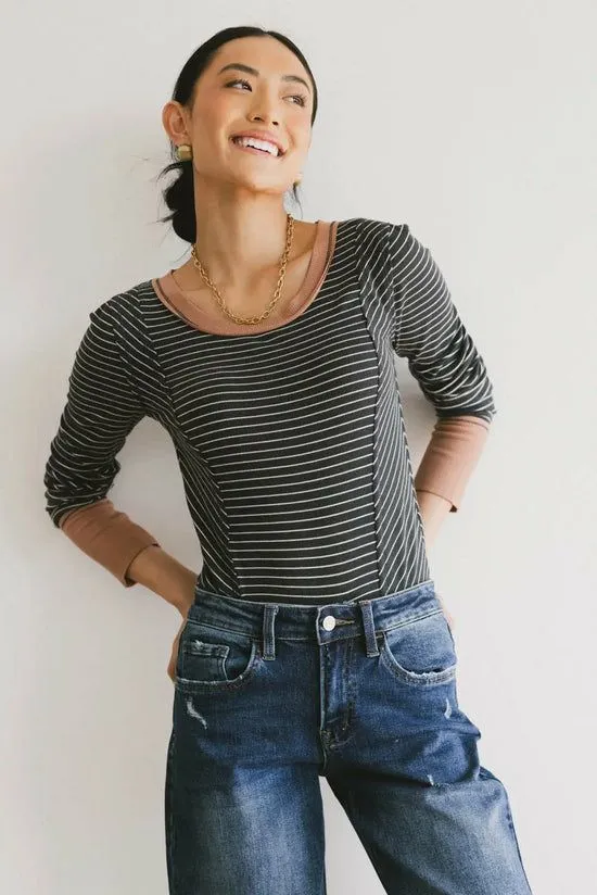 Bohme Alexandra Striped Top In Slate Slate Women Tees and Tanks