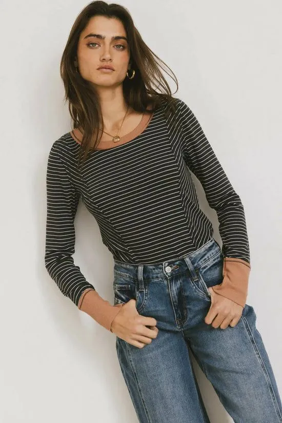 Bohme Alexandra Striped Top In Slate Slate Women Tees and Tanks