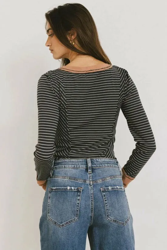 Bohme Alexandra Striped Top In Slate Slate Women Tees and Tanks
