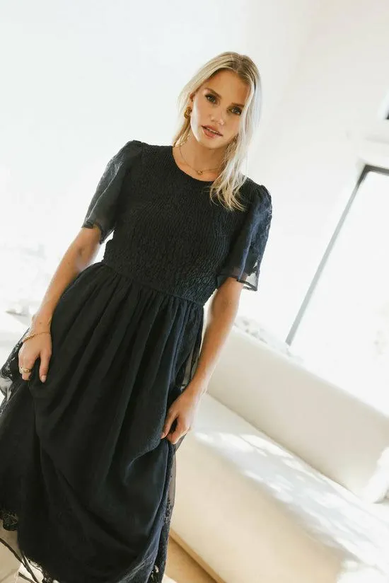 Bohme Alora Embroidered Dress In Navy Navy Women Dresses
