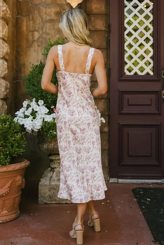 Bohme Althea Floral Midi Dress Cream Women Dresses