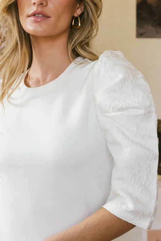 Bohme Andrea Mixed Media Top In Cream Cream Women Tees and Tanks