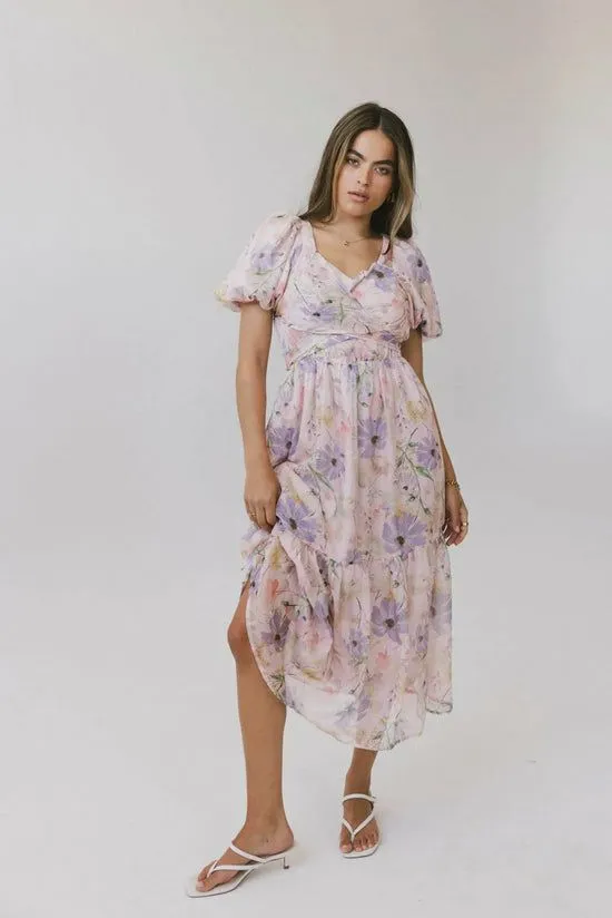 Bohme Angelique Floral Tie Dress In Pink Pink Women Dresses