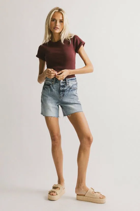 Bohme Ariel Distressed Denim Shorts Medium Wash Women Shorts
