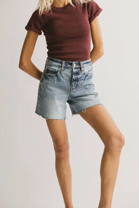 Bohme Ariel Distressed Denim Shorts Medium Wash Women Shorts