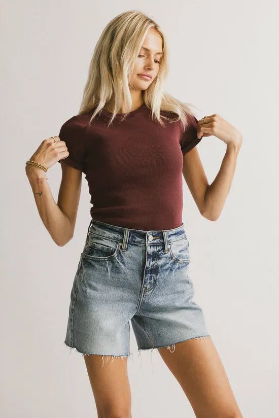 Bohme Ariel Distressed Denim Shorts Medium Wash Women Shorts