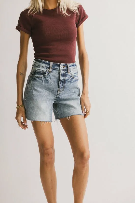 Bohme Ariel Distressed Denim Shorts Medium Wash Women Shorts