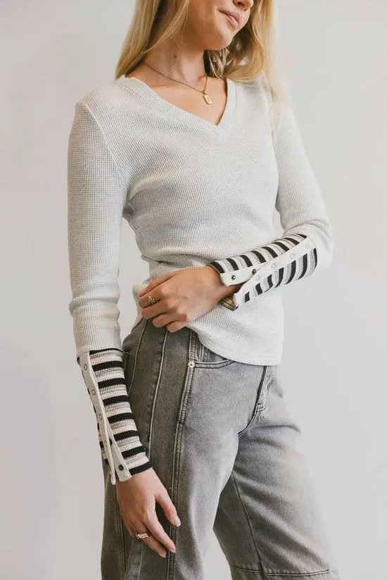 Bohme Ashton Waffle Knit Top In Grey Heather Grey Women Tees and Tanks