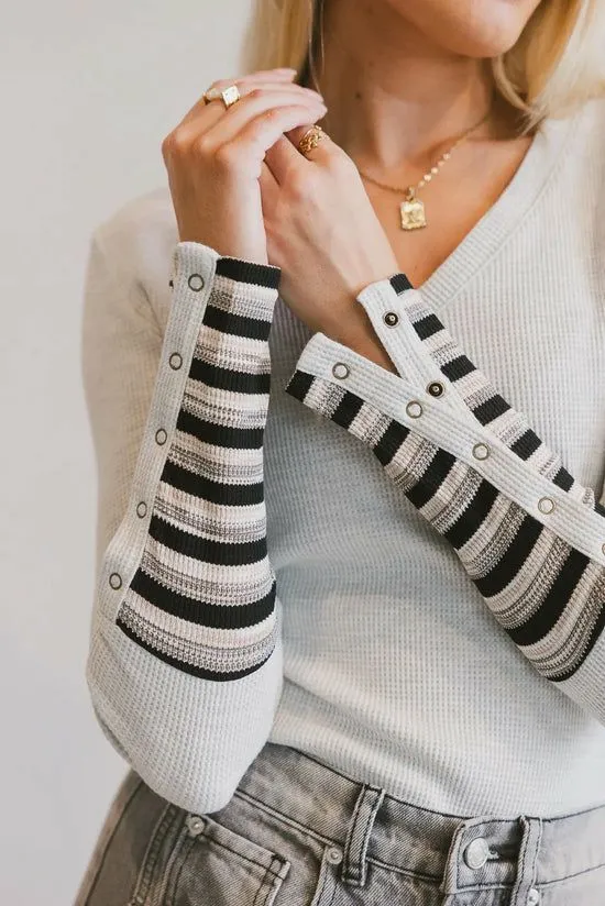 Bohme Ashton Waffle Knit Top In Grey Heather Grey Women Tees and Tanks