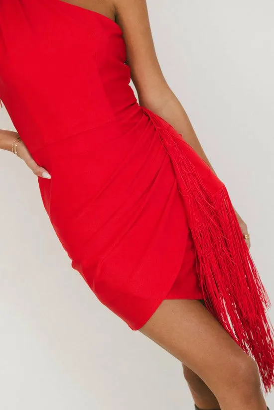 Bohme Audria Fringe Mini Dress In Red Red Women Dresses